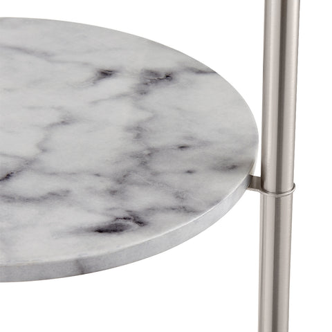 Modern Tripod Floor Lamp with Shelves and Fabric Shade