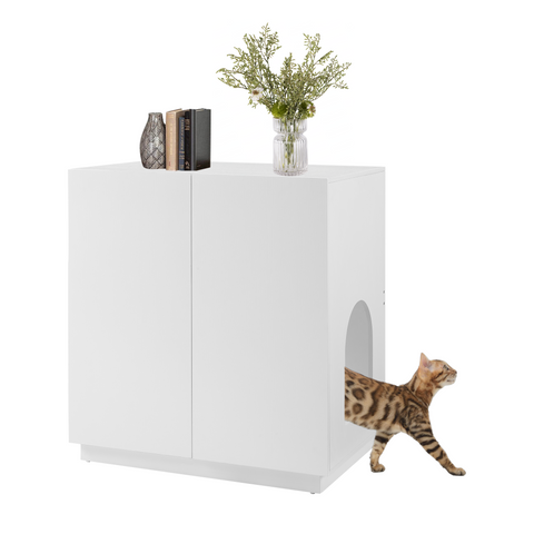 Unipaws Tall Cat Litter Box Enclosure with Shelves