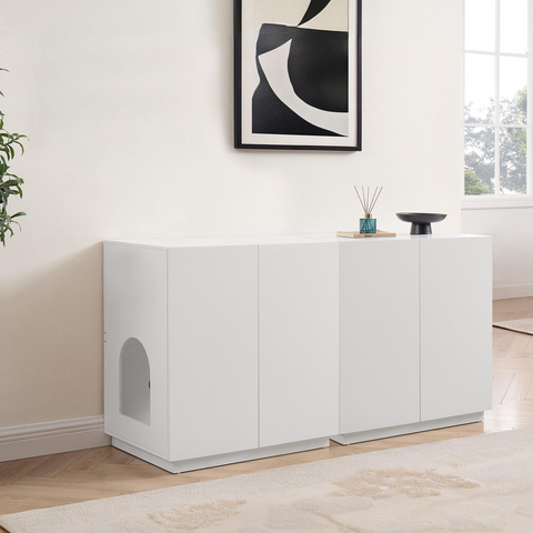 Unipaws Tall Cat Litter Box Enclosure with Shelves