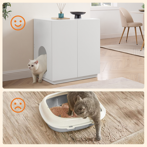 Unipaws Tall Cat Litter Box Enclosure with Shelves