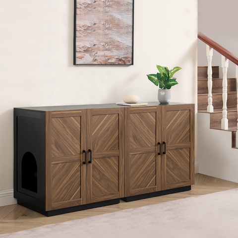 Unipaws Tall Cat Litter Box Enclosure with Shelves