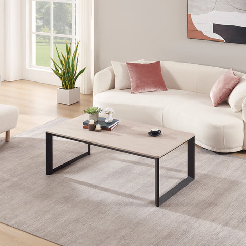 Rosary Blenn Industrial Coffee Table – Triangular Metal Frame