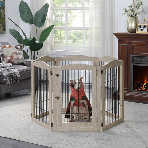Unipaws Wood and wire Pet Playpen-4 Support feet