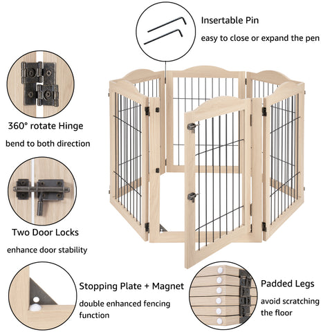 Unipaws Wood and wire Pet Playpen-4 Support feet