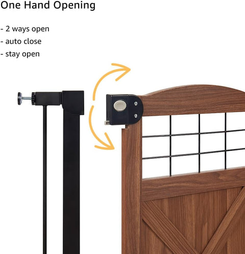 Unipaws Barn Door Dog Gate – 30" Tall, Pressure-Mounted Pet Safety Gate