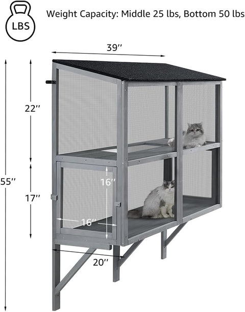 Wooden Cat Window Catio – Expandable Outdoor Enclosure for Indoor Cats