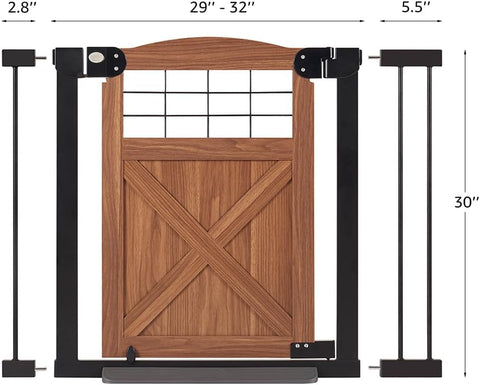 Unipaws Barn Door Dog Gate – 30" Tall, Pressure-Mounted Pet Safety Gate