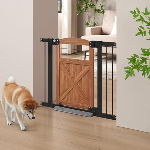 Unipaws Barn Door Dog Gate – 30" Tall, Pressure-Mounted Pet Safety Gate