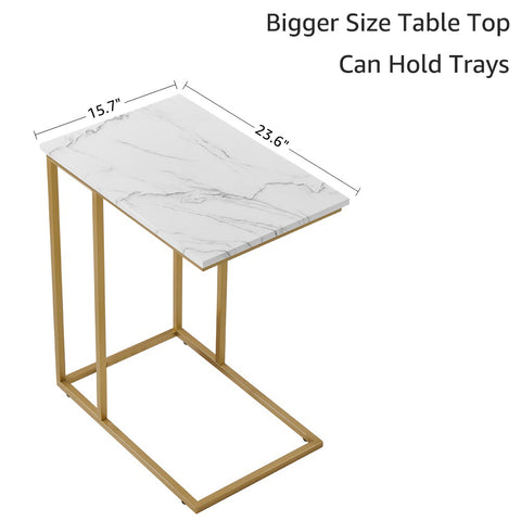 Unipaws C-Shape Faux Marble Side Table