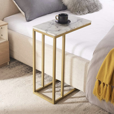 Unipaws C-Shape Faux Marble Side Table