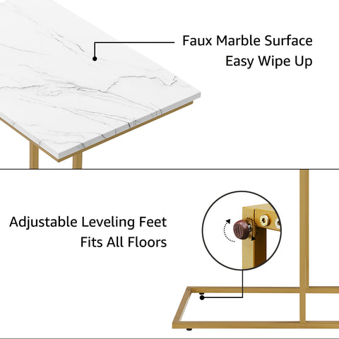 Unipaws C-Shape Faux Marble Side Table