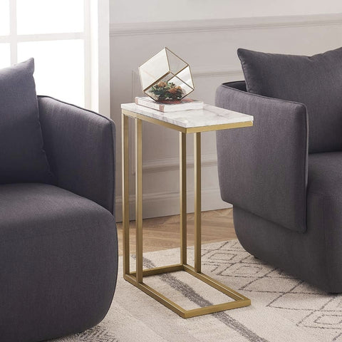 Unipaws C-Shape Faux Marble Side Table