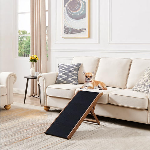 Foldable Wooden Pet Ramp – Adjustable Height, Non-Slip, for Small Dogs & Cats