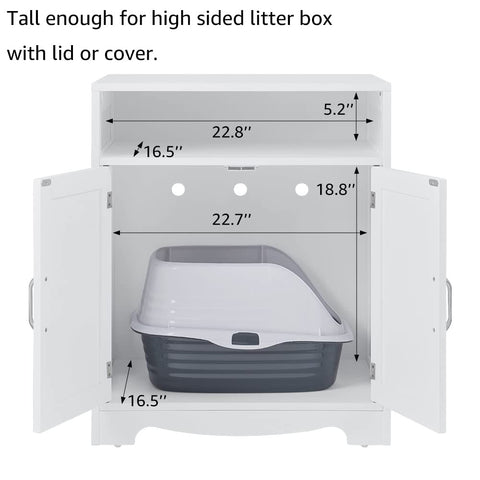 Cat Washroom Litter Box Enclosure – Hidden Cat House with Storage Shelf & 2 Doors