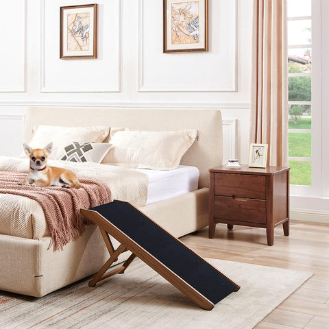 Foldable Wooden Pet Ramp – Adjustable Height, Non-Slip, for Small Dogs & Cats