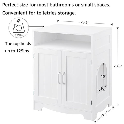 Cat Washroom Litter Box Enclosure – Hidden Cat House with Storage Shelf & 2 Doors