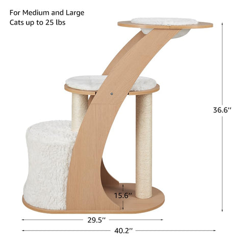 All-in-One Modern Cat Tree – Tall Tower with Condo, Scratching Post & Hammock Bed