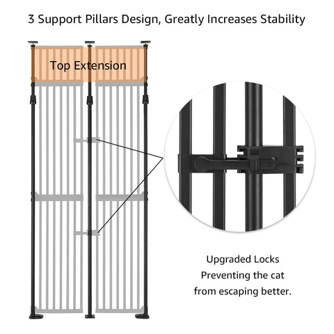 UniPawsStore2023_Unipaws Extra Tall Cat Gate - Black | Multiple Sizes