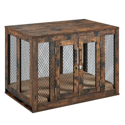 UniPawsStore2023_Unipaws Wooden Dog Crate with Cushion & Tray