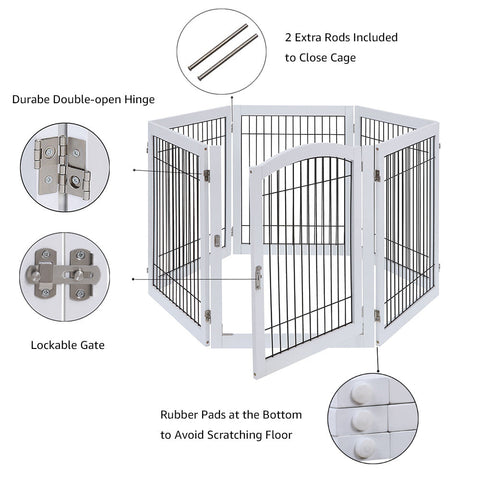 Unipaws Wood and wire Pet Playpen-4 Support Feet