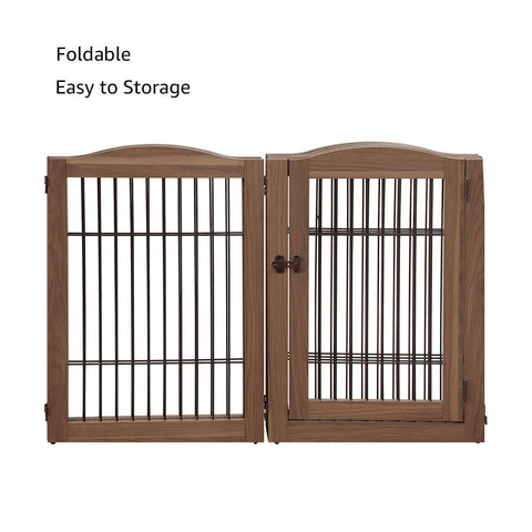 Unipaws Wood and wire Pet Playpen-4 Support feet
