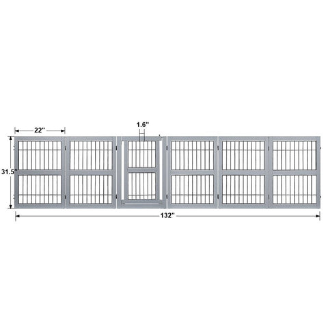 UniPawsStore2023_Unipaws Pet Playpen with Wood and Wire 6 Panels