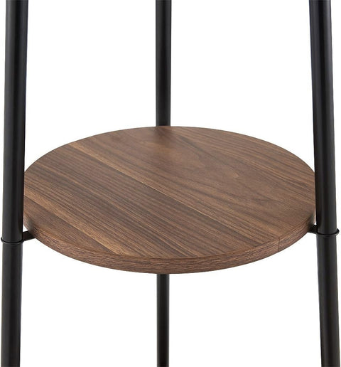 Modern Tripod Floor Lamp with Shelves and Fabric Shade
