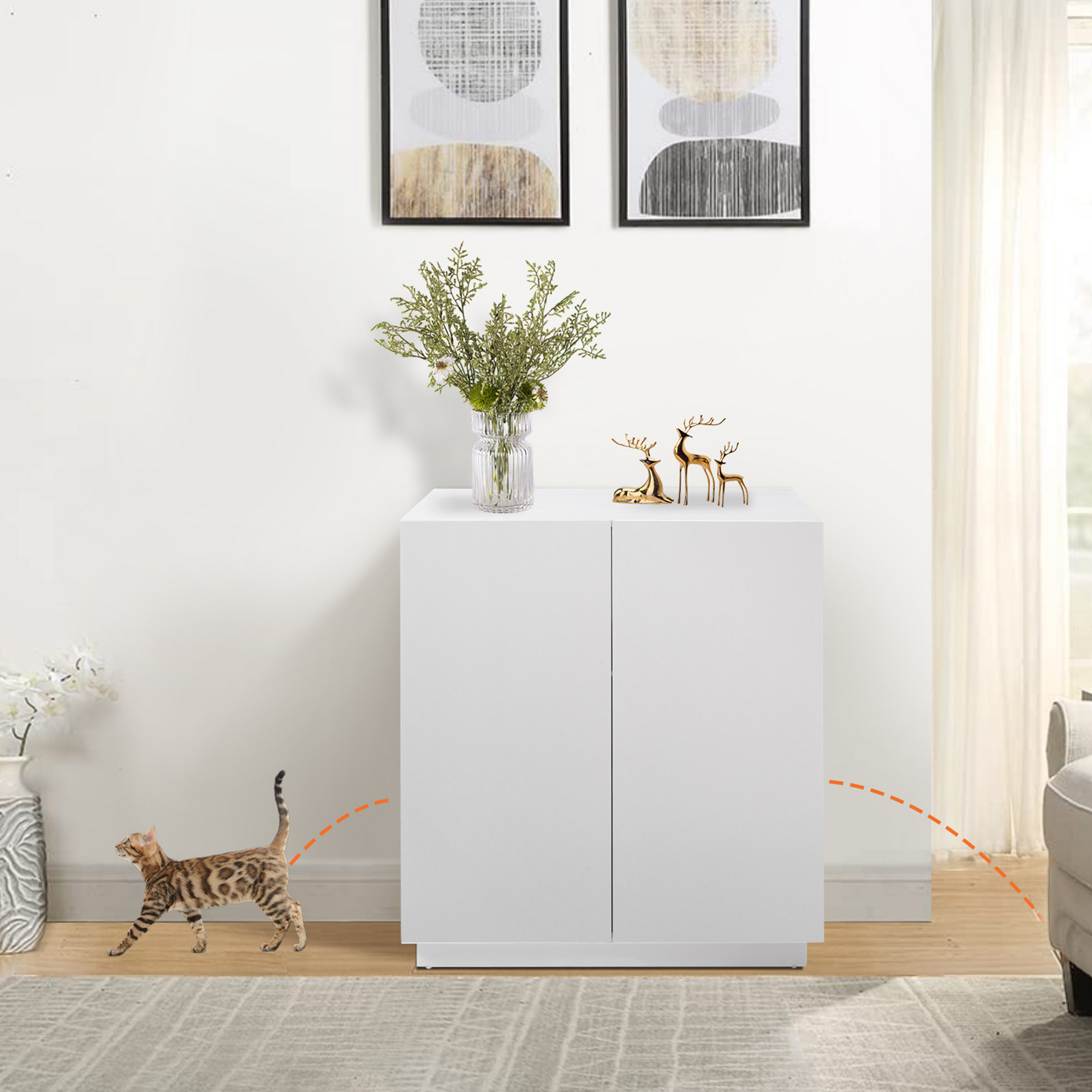 Unipaws Tall Cat Litter Box Enclosure with Shelves – Unipaws