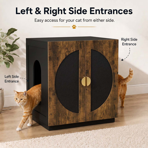 Modern Wooden Cat Litter Box Enclosure with Charging Station | Hidden Furniture‑Style Cabinet