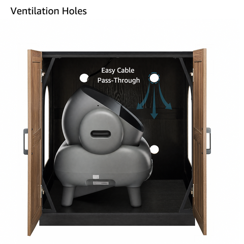 Modern Wooden Cat Litter Box Enclosure with Charging Station | Hidden Furniture‑Style Cabinet