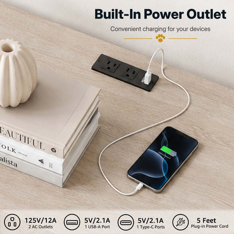 Modern Wooden Cat Litter Box Enclosure with Charging Station | Hidden Furniture‑Style Cabinet