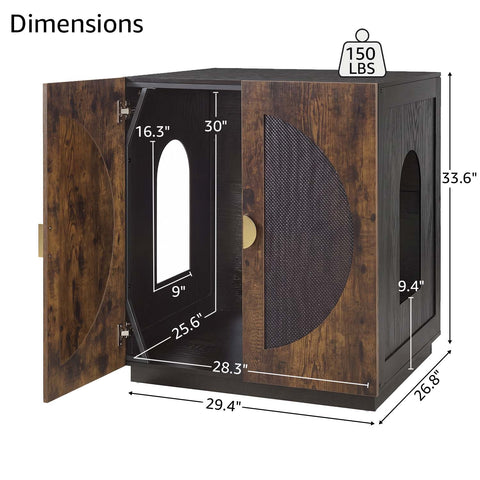 Modern Wooden Cat Litter Box Enclosure with Charging Station | Hidden Furniture‑Style Cabinet