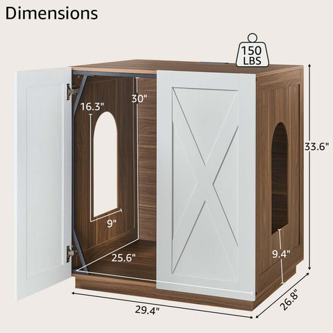 Modern Wooden Cat Litter Box Enclosure with Charging Station | Hidden Furniture‑Style Cabinet