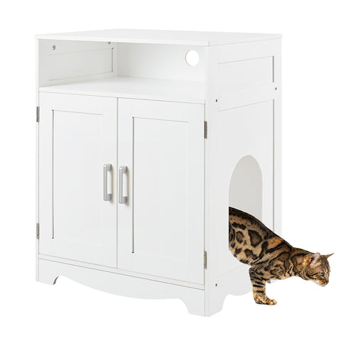 Cat Washroom Litter Box Enclosure – Hidden Cat House with Storage Shelf