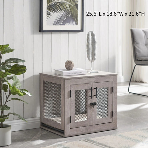 Unipaws  Stylish Wooden Dog Crate & Decor Table with Cushion