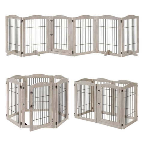 Unipaws Wood and wire Pet Playpen-4 Support feet
