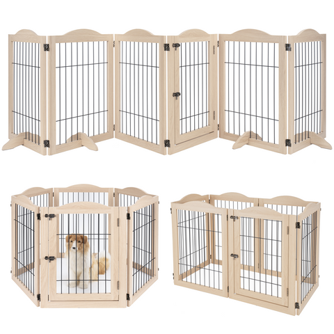 Unipaws Wood and wire Pet Playpen-4 Support feet