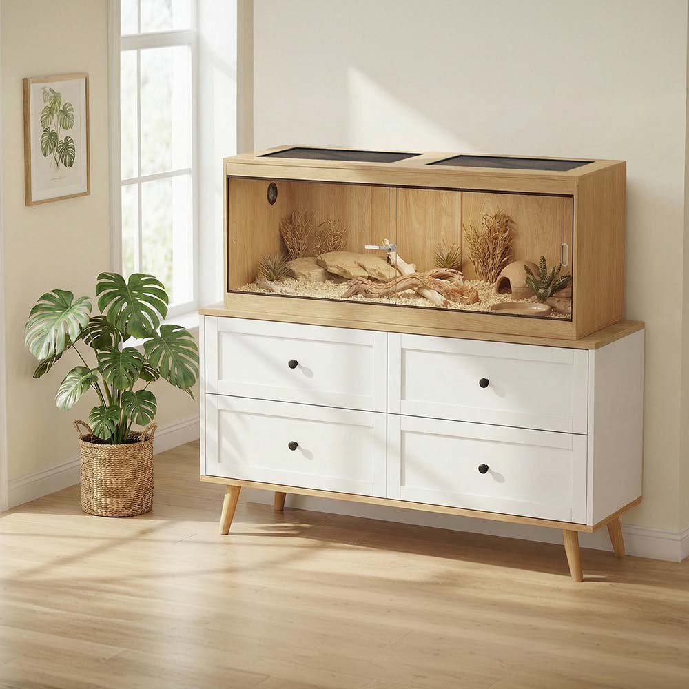 Unipaws Stackable Reptile Tank Enclosure – Front Opening, Sliding Doors