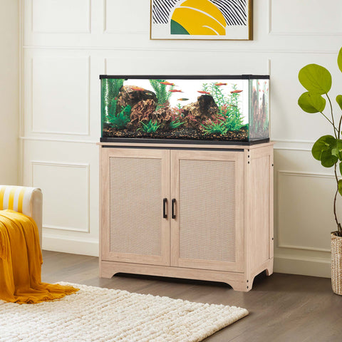 Wooden Aquarium,Fish Tank Stand with Storage Cabinet