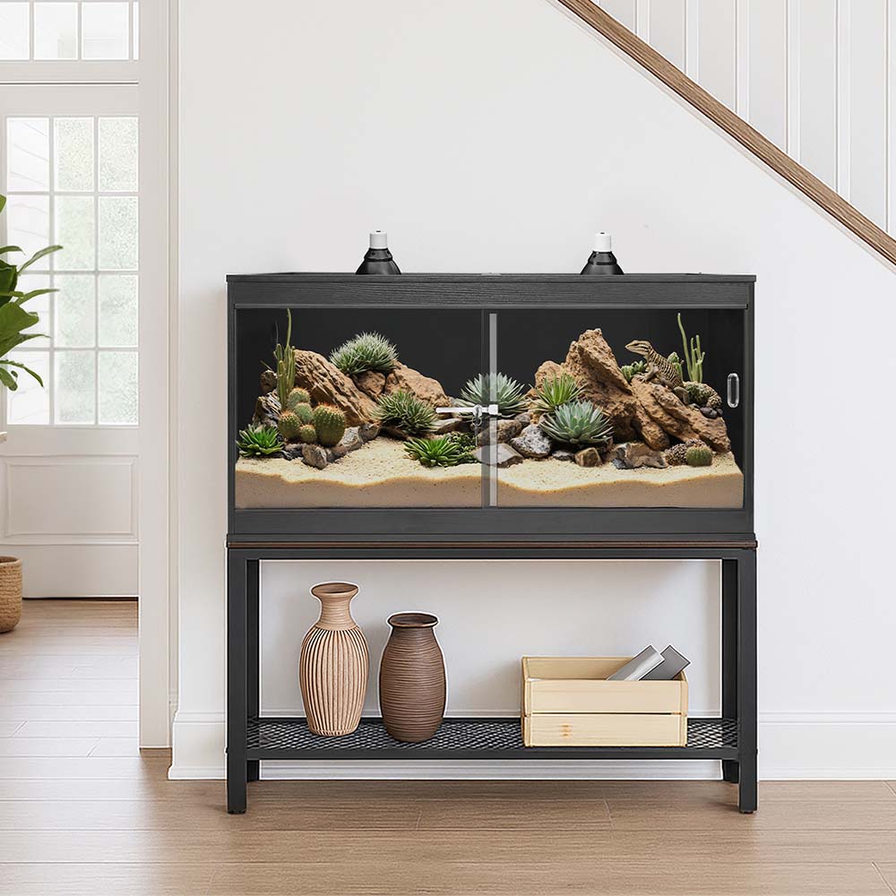 Unipaws Stackable Reptile Tank Enclosure – Front Opening, Sliding Doors