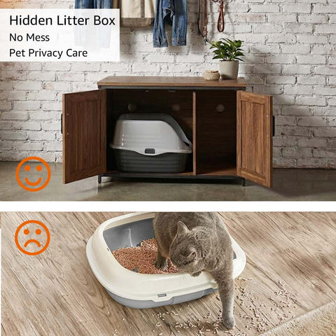 Unipaws Cat Litter Box Enclosure - Top Opening