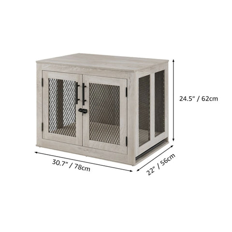 Unipaws  Stylish Wooden Dog Crate & Decor Table with Cushion