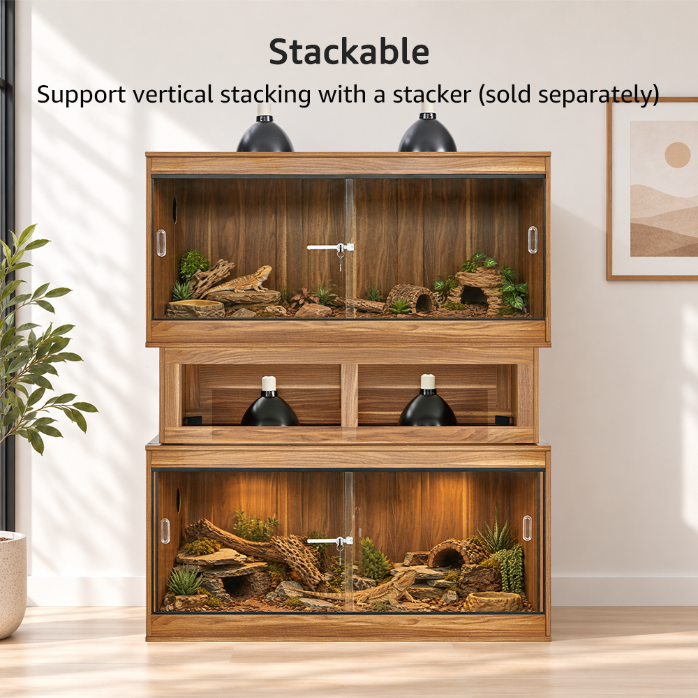 50/110 Gallon Reptile Tank Enclosure — Wooden Stackable