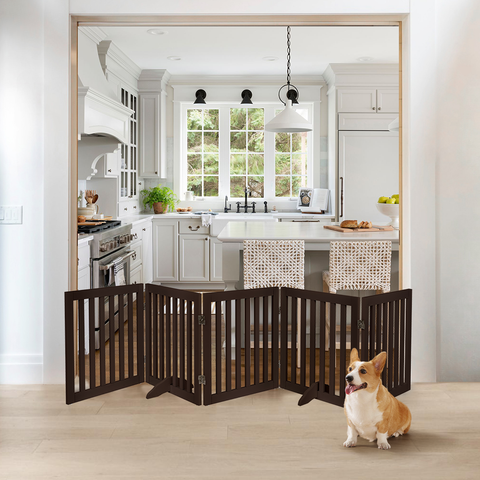 Unipaws Free Standing Wooden Pet Gate