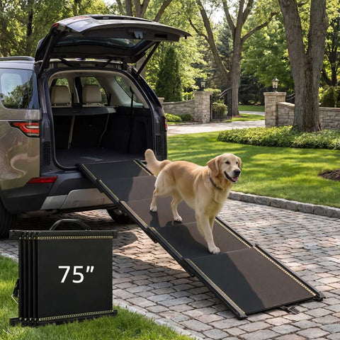 75" Telescoping Dog Ramp for Car, SUV & Truck