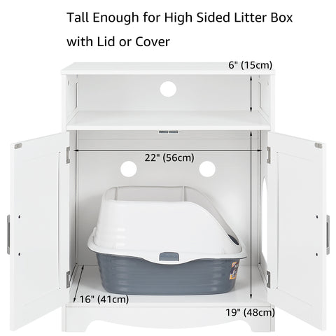 Cat Washroom Litter Box Enclosure – Hidden Cat House with Storage Shelf