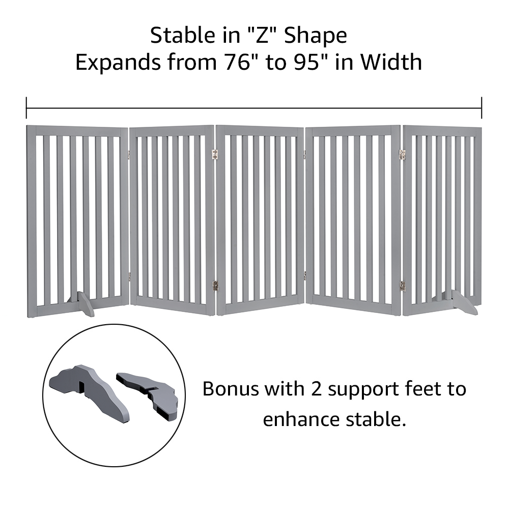 Freestanding Wooden Dog Gate – Foldable Indoor Pet Gate for Small Dogs & Puppies