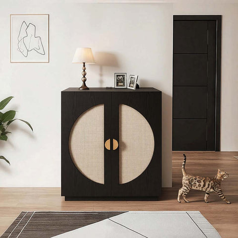 Modern Wooden Cat Litter Box Enclosure with Charging Station | Hidden Furniture‑Style Cabinet