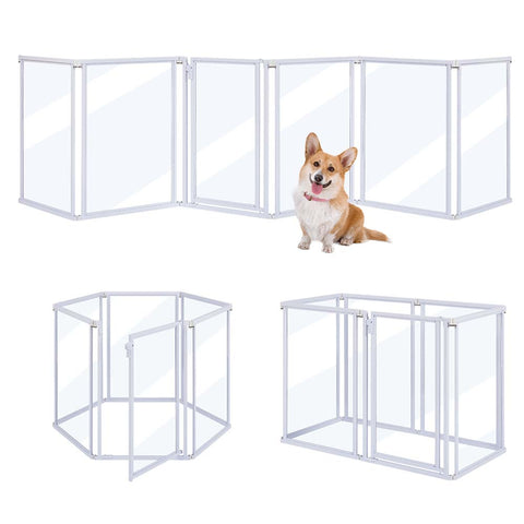 Clear Acrylic Transparent Dog Playpen, 125” Extra Wide 6 Panels