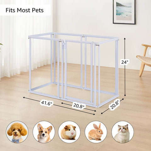 Clear Acrylic Transparent Dog Playpen, 125” Extra Wide 6 Panels